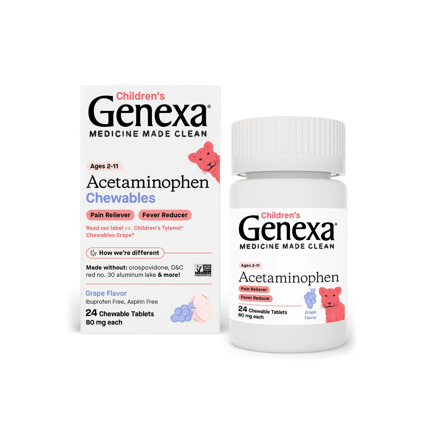 Genexa Children's Acetaminophen  Chewable Tablets, 24 Ct 제넥사 어린이 해열제 츄어블 24Ct