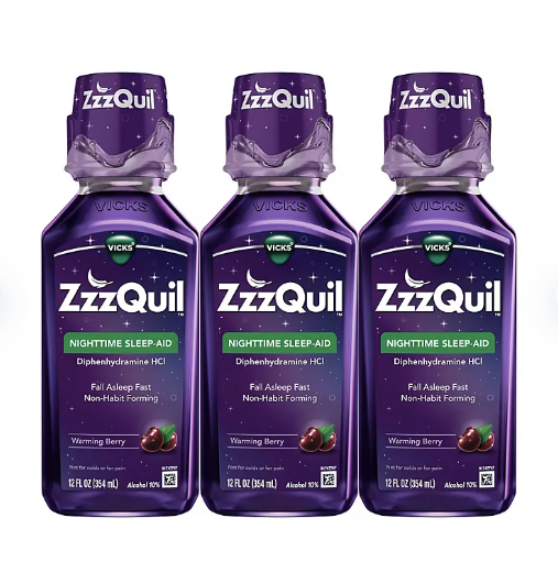 ZzzQuil Nighttime Sleep-Aid 3pk-지퀼 나이트타임 슬립 에이드 액상형 3팩