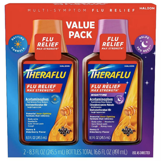 테라플루 감기 독감 액상 Theraflu Multi-Symptom Flu Relief Max Strength Day & Night Liquid