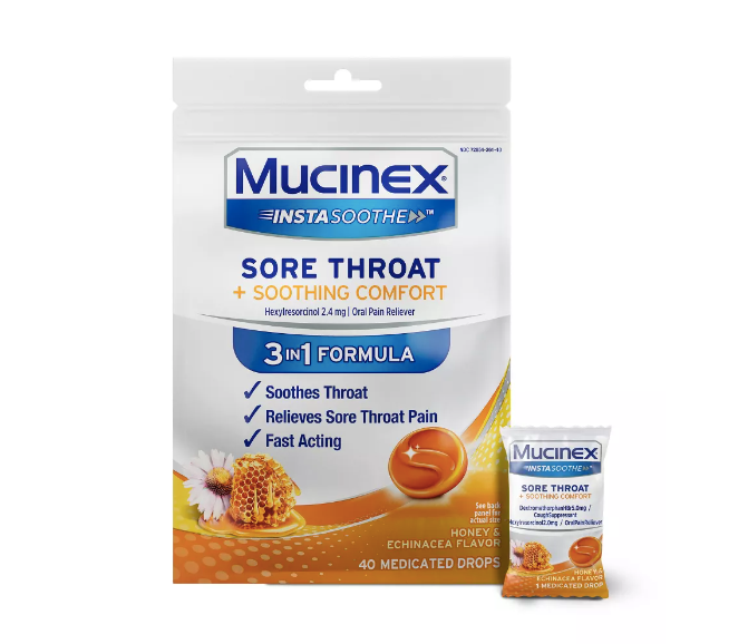 뮤씨넥스 목감기 기침사탕 2팩 목캔디 2종 Mucinex Throat Cough Lozenges 2pk