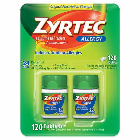 Zyrtec 24 Hour Allergy Relief-지르텍 알러지 완화 120정 성인