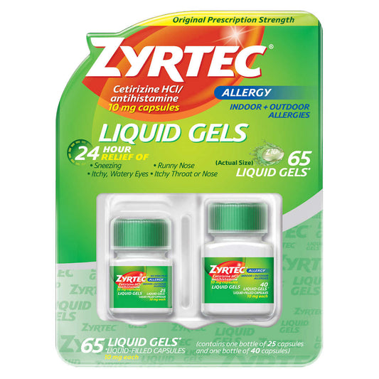 Zyrtec 24 Hour Allergy Relief 65 Liquid Gels 지르텍 알러지 완화 56정 리퀴드 성인