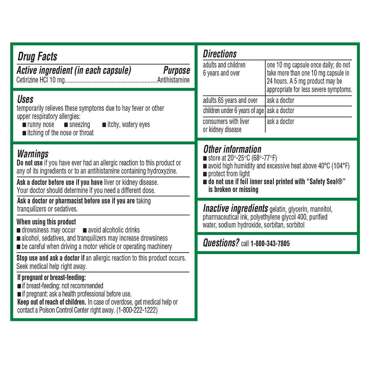 Zyrtec 24 Hour Allergy Relief 65 Liquid Gels 지르텍 알러지 완화 56정 리퀴드 성인