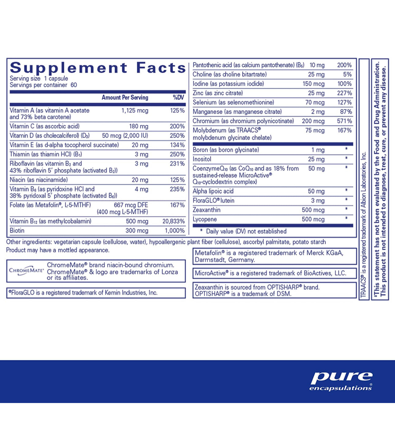 종합영양제/멀티비타민 60정 Pure Encapsulations O.N.E. Multivitamin