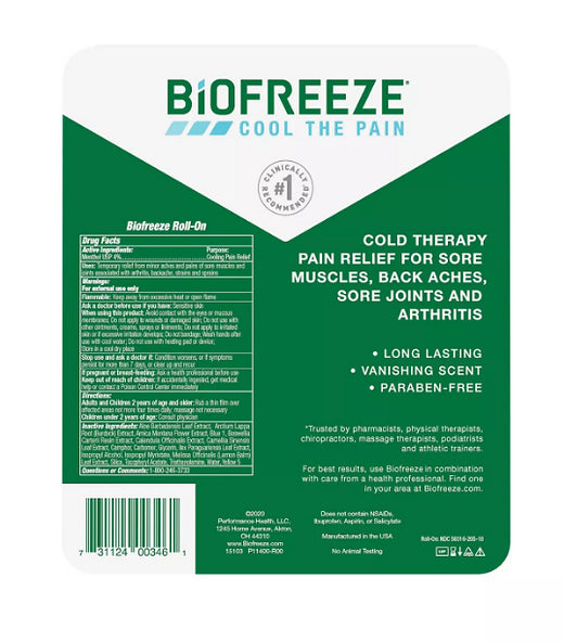 바이오프리즈 콜드 근육이완제 / BIOFREEZE Cold Therapy Roll-On 2 pk