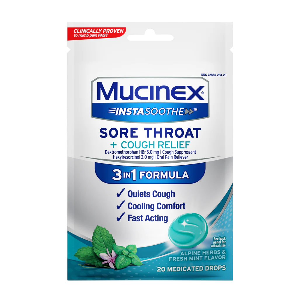 뮤씨넥스 목감기 기침사탕 2팩 목캔디 2종 Mucinex Throat Cough Lozenges 2pk